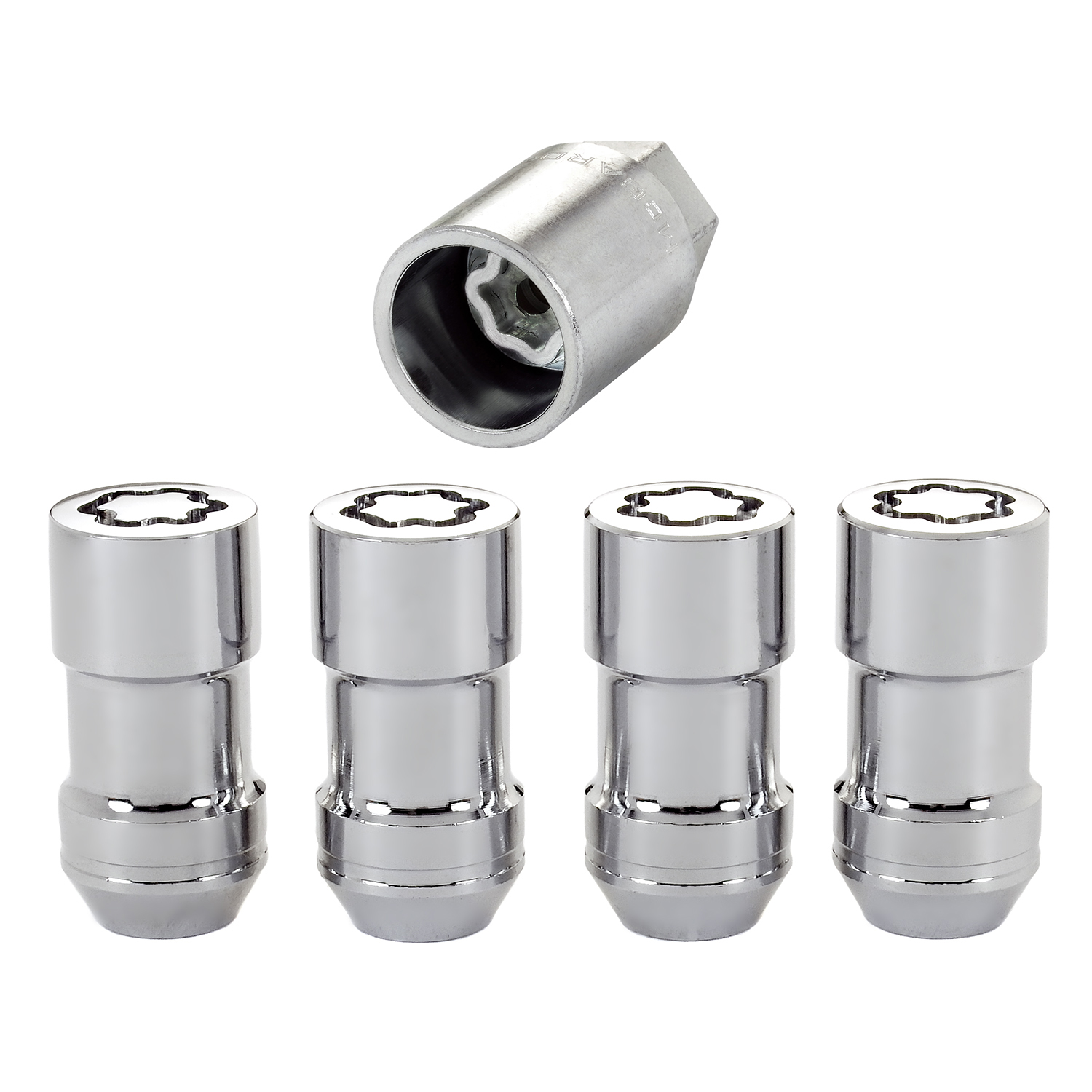 Chrome Cone Seat Wheel Lock Set (M12 x 1.75 Thread Size) Set of 4
